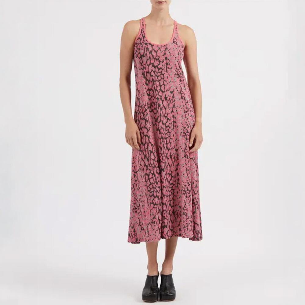 ATM Pink Leopard Cotton Jersey Maxi Tank Dress Size S